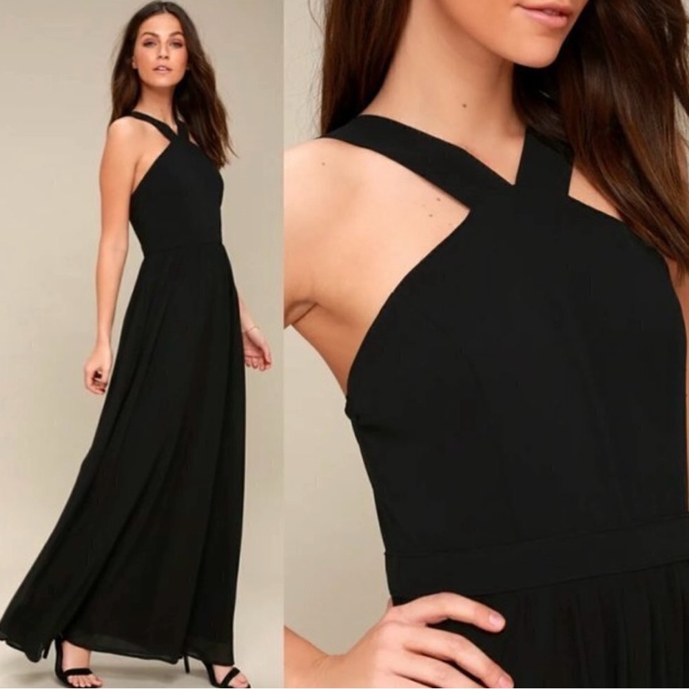 Lulu's Air of Romance Black Maxi Dress Size XL NWT